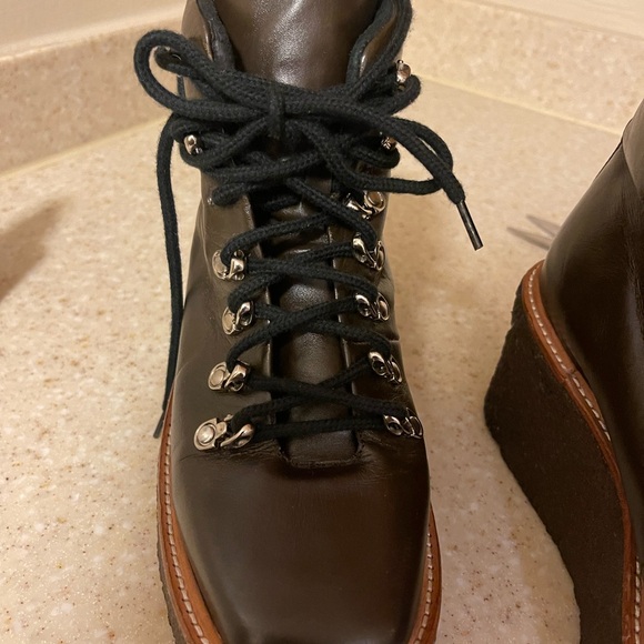 Jeffrey Campbell “Free People” Viajar Olive-Brown Leather Wedge Ankle Boot Sz 8 - Picture 10 of 11